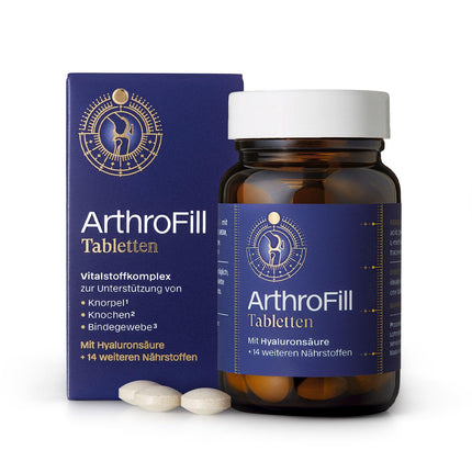 Arthro Fill Tablets - Hyaluronic acid nutrient complex to support active movement functions - 15 vital and micronutrients - 100% doping-free