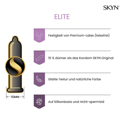 SKYN Selection Variety Box Set Condoms (50 pieces) &amp; Elite Condoms (10 pieces) | Variety Pack with 10 Original, 20 Intense Feel &amp; 20 Extra Lube Condoms, Thin Condoms, can be used with our Lubes