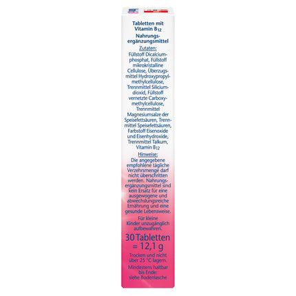 Doppelherz Vitamin B12 500 - High dose with 500 µg vitamin B12 per tablet - vegan - 30 mini-tablets