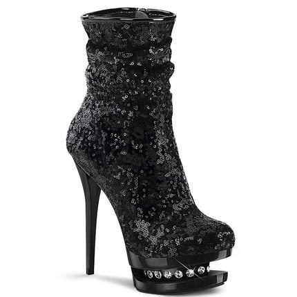 Pleaser Women's BLONDIE-R-1009 Platform High Heels Ankle Boots Sequins Black 36 EU