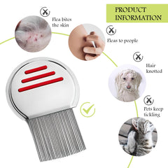 2 Pack Smooth Lice Comb, Stainless Steel Extra Fine Nits Comb, Reusable Metal Lice Comb, For Children, Pets and Adults, Head Lice Treatment (Red and Green)