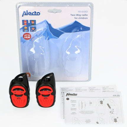 Alecto FR-05 - Walkie Talkie for Kids - 3-kilometer Range - 3 Channels - 2 Radios - Up to 35 Hours Standby - Red/Black