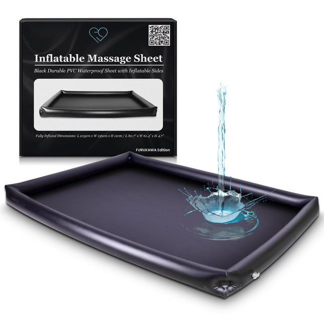 EROTICGEL Inflatable Nuru Massage Table with Inflatable Sides | Black | Durable, waterproof PVC | 205 x 156 x 12 cm | Protected against oil-, water-, and silicone-based products