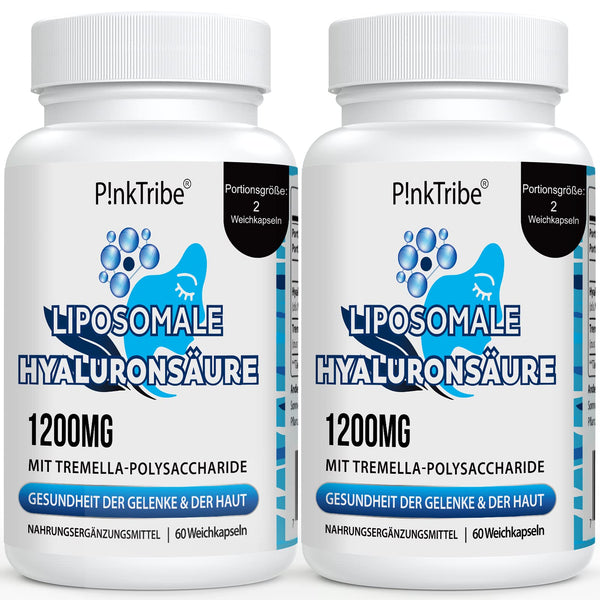 Liposomal Hyaluronic Acid Capsules - High Dose with 1200mg Hyaluronic Acid, High Molecular Weight Hyaluronic Acid (500-700 kDa), Free from Additives, 60 Capsules (2 Pack)