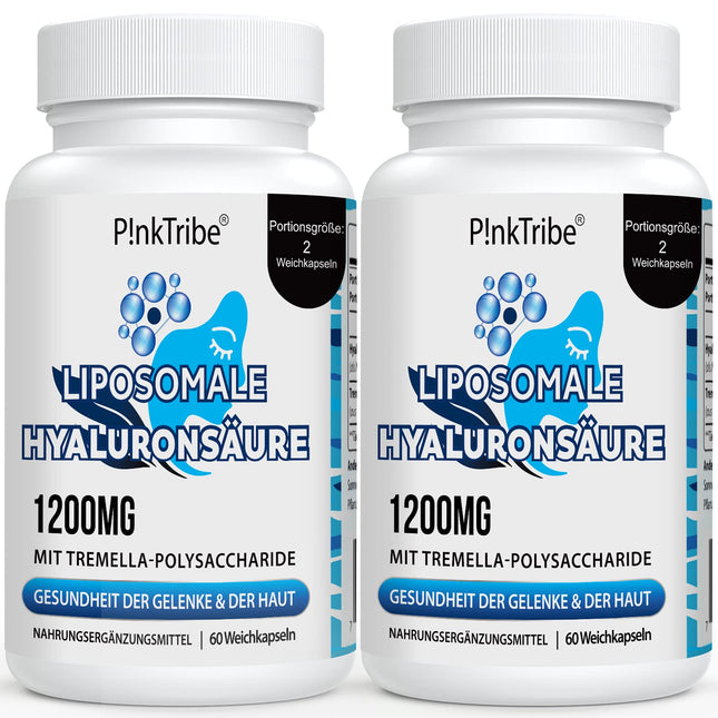 Liposomal Hyaluronic Acid Capsules - High Dose with 1200mg Hyaluronic Acid, High Molecular Weight Hyaluronic Acid (500-700 kDa), Free from Additives, 60 Capsules (2 Pack)