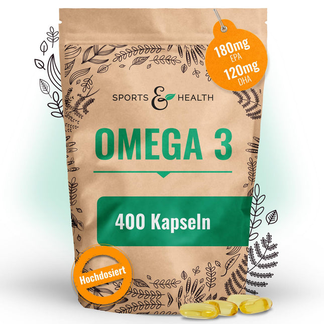 Omega 3 Capsules High Dose – 400 Fish Oil Capsules High Dose – Pure Omega 3 Oil From Sustainable Fishing – 1000mg Omega 3 Fatty Acids Per Capsule – With Omega 3 Triglycerides EPA DHA