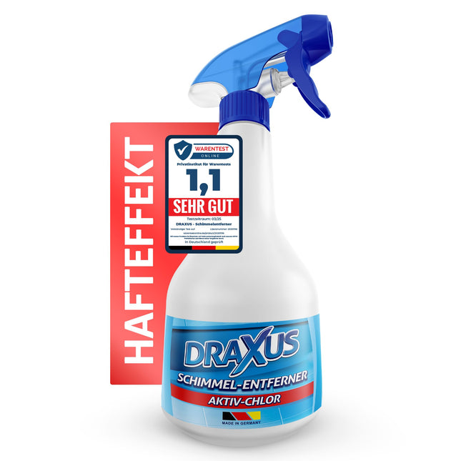 DRAXUS Professional Mold Remover with Innovative Adhesive Effect | Extra Strong Mold Spray for Walls, Bathrooms, Silicone Joints &amp; More | Removes Mold Highly Effectively (Active Chlorine) 500 ml