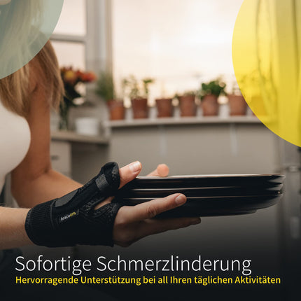 BraceUP Thumb Brace Left and Right - Thumb Splint, Thumb Orthosis, Thumb Saddle Joint Orthosis for Men and Women (Black), for Arthritis