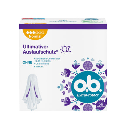 whether ExtraProtect Normal (56 pieces), tampons for medium/heavier days, Dynamic Fit technology &amp; extra protective wings for up to 100% leakage protection during your period