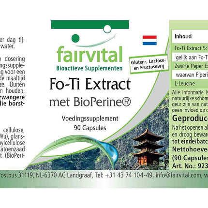 Fairvital | Fo-Ti Extract with BioPerine® - 90 Capsules - HIGH DOSE - He Shou Wu - VEGAN