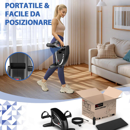 Pedal Trainer, MOSUNY 2025 Upgraded Electric Pedal Trainer for Home with 15 Speeds, Large LCD Display + Remote Control &amp; Anti-Slip Mat, Leg Trainer Seniors Mini Exercise Bike (MC58A)
