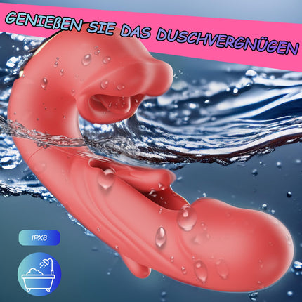 Dildo Vibrator Sex Toy for Women, G-spot Vibrators with Clitoris Stimulation for Women with 5 Tongue Licking 7 Vibration Modes 7 Impact Modes, Vibrator Sets for Women Clitoris Stimulator for Her