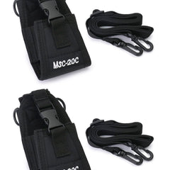 QWORK 2 Pack Radio Pouch, Tactical Walkie-Talkie Pouch, Intercom Pouch for Police Firefighter Security Officer (Black), Black
