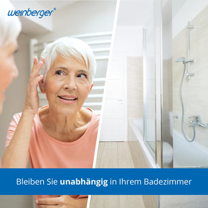 Weinberger Shower Stool | Height-adjustable | Anti-slip | Load capacity up to 150 kg | Modern bathroom aid for seniors | Model 43908 | White
