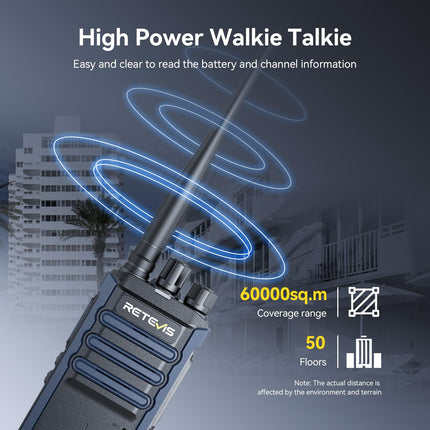 Retevis RT86A Long-Range Walkie-Talkies, Rugged Two-Way Radio with Microphone, Group Call, Easy Pairing, for the Construction Industry (2 Pack)