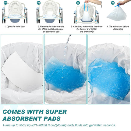 Toilet bags with absorbent pads Portable toilet bags Disposable commode toilet pads Bedpan pads 20 pieces Toilet pads with 20 absorbent pads