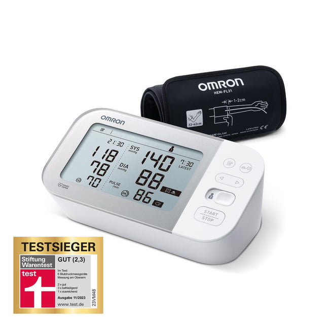 OMRON X7 Smart - Automatic Upper Arm Blood Pressure Monitor | Test Winner Stiftung Warentest 11/23 | AFib Detection | Clinically Validated - Also for Diabetics | With Free Smartphone App | 22-42 cm