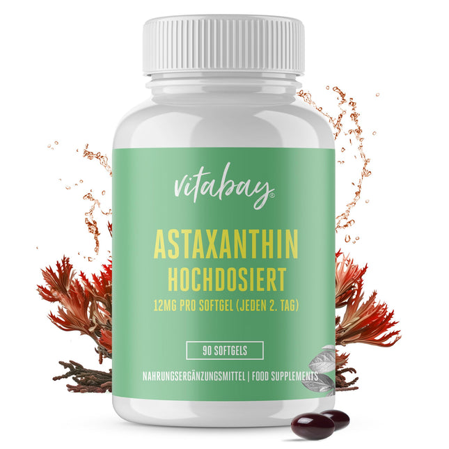 Vitabay Astaxanthin 12 mg High Dose &amp; Vegan - 90 Softgel Capsules Laboratory Tested &amp; No Additives - Natural Astaxanthin