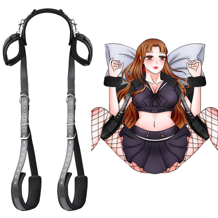 Hallowa BDSM Sex Bondage Restraints, Bondage Set with Handcuffs and Ankle Cuffs, Adjustable Thigh Bandage Ropes and Soft Neck Support, Sex Toys for Couples Sex Toys