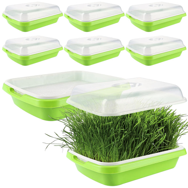 CYEER 8 Pack Sprouting Trays, 34x25x11CM Cress Seed Trays, Microgreens Seed Trays, Sprouting Tray, Sprouting Kit for Growing Mung Beans, Alfalfa, Wheatgrass