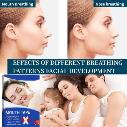 HonLena Mouth Tape for Sleeping, 120 Pieces Mouth Patches for Sleeping, Mouth Adhesive at Night, Anti Snoring Patches and Snoring Patch Sleep Tape, Helps Against Snoring and Develops Nasal Breathing Habits