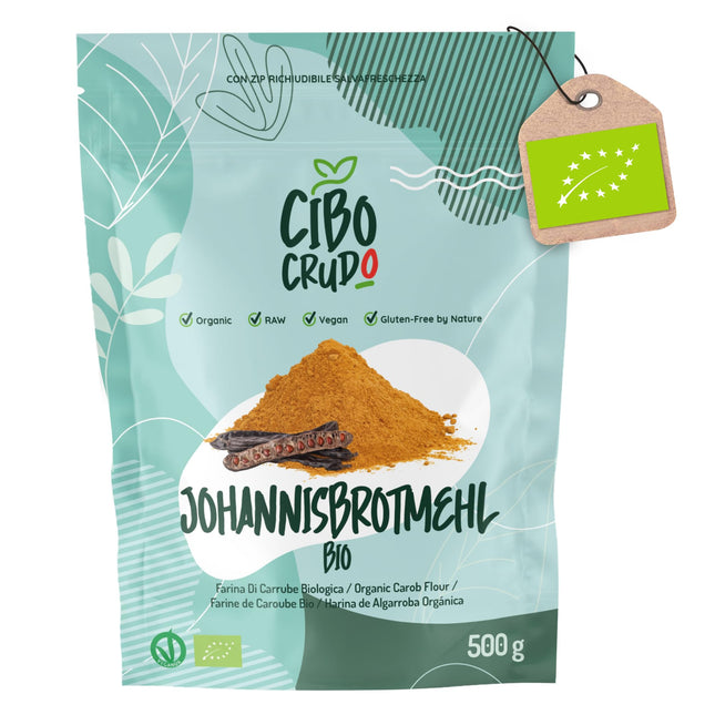 Organic Carob Powder - 500g. Naturally sweet, rich in fiber and minerals. Carob powder from the carob tree. Carob seed flour.
