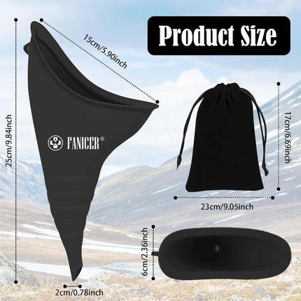 Urinella for Women, Peeing Aid for Women with 1 Urine Funnel, Portable Reusable Urinal for Women. Ideal for outdoor activities, camping toilets, festivals, and on the go. (Black)