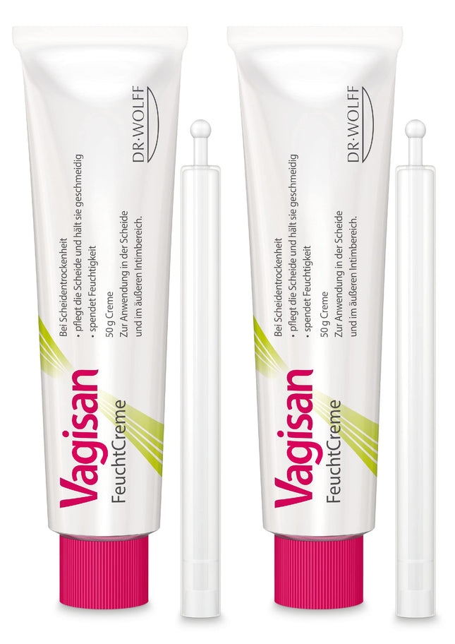 Vagisan Moist Cream - 2 x 50 g | Hormone-free intimate cream for vaginal dryness | Relieves burning, itching, and pain caused by a dry vagina | Vaginal cream for pain during sex