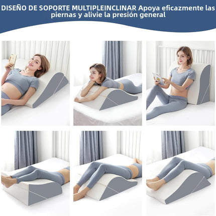 2PCS Leg Elevation Wedge Pillow for Sleeping, Leg Wedge Pillow after Knee Replacement after Surgery, Leg Wedges for Elevation for Swelling, Circulation, Adjustable 3-in-1 Height Foam Pillow Wedge