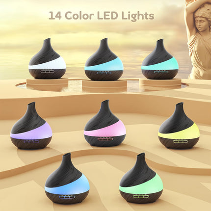 500 ML Aroma Diffuser, Upgrade Diffuser for Large Rooms, Aromatherapy Diffuser with Remote Control 4 Timer Settings 14 Colors LED Automatic Shut-off Function