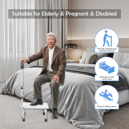 Bathtub step with grab bar, 5-level height adjustment, entry aid for seniors and disabled people, footstool for bed, kitchen, bathtub, load capacity up to 180 kg