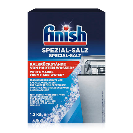Finish Special Salt – Dishwasher salt to protect against limescale and water stains – Multipack with 8 x 1.2 kg