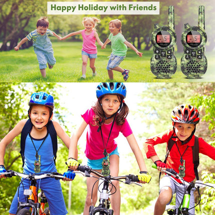Ryaco 2X Walkie Talkies Set Children's Radios 1-3KM Range 8 Channels with Backlit LCD Flashlight Walkie Talkie Children's Toys for Outdoor Adventures, Camping, Hiking