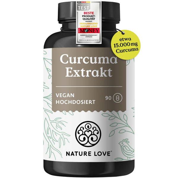NATURE LOVE® Curcuma 15000mg - Turmeric Capsules - 9-month supply - high dose 95% curcumin per capsule - with black pepper - vegan, laboratory-tested &amp; produced in Germany