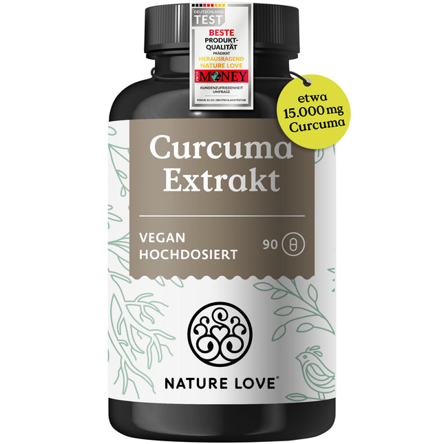 NATURE LOVE® Curcuma 15000mg - Turmeric Capsules - 9-month supply - high dose 95% curcumin per capsule - with black pepper - vegan, laboratory-tested &amp; produced in Germany
