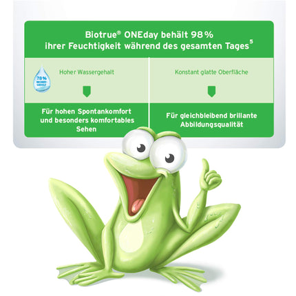 Bausch + Lomb Biotrue ONEday daily lenses, spherical contact lenses, soft, 30 pieces / BC 8.6 mm / DIA 14.2 mm / -2.25 diopters