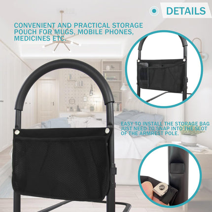 Kaucytue Safety Bed Rails Safe bed rails for older adults with storage bag and support legs bed rail fall protection, bed riser bed handle adjustable in height