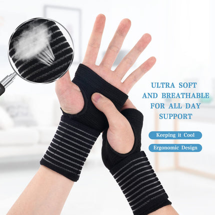 ACWOO Wrist Support, 2 Pack Wrist Brace, Flexible Wrist Splint for Carpal Tunnel, Adjustable Velcro Hand Brace for Sports and Everyday Use, Breathable Wrist Wrap for Women and Men