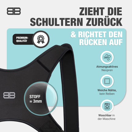 Back Bodyguard Posture Corrector - Innovative Back Straightener for an Upright Posture - Back Support - Back Stabilizer, Black, M