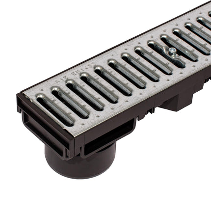 ScarMaxx - A15 drainage channel set - floor channel - rainwater drain - drain with grid - drainage channel - flat - plastic - height 60mm - with galvanized steel grate - 2m