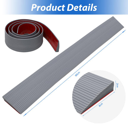 Door threshold ramps, threshold ramp, PVC wheelchair ramp, non-slip surface, rubber ramp, threshold ramp for wheelchairs, strollers, walkers or e-scooters (grey, 90 x 8 x 2 cm)