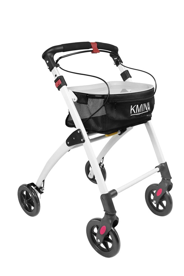 KMINA PRO - Rollator Narrow for Home, Foldable for Seniors, Indoor with Tray, Small, Black