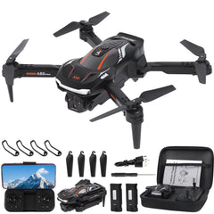 Drone with 1080P HD Camera for Kids, RC Drone with 2 Batteries, Foldable Quadcopter with FPV WiFi Transmission, Gravity Sensor, 3D Flip Mode, One-Button Takeoff/Landing, Altitude Hold Mode (Black)