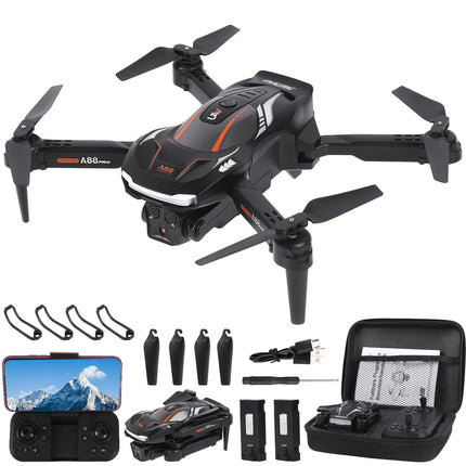 Drone with 1080P HD Camera for Kids, RC Drone with 2 Batteries, Foldable Quadcopter with FPV WiFi Transmission, Gravity Sensor, 3D Flip Mode, One-Button Takeoff/Landing, Altitude Hold Mode (Black)