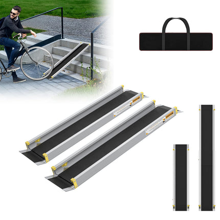 LARS360 2 x Telescopic Wheelchair Ramp Telescopic Ramps Aluminum Access Ramp for Stairs Stair Ramp for Wheelchair Ramp up to 300 kg, Adjustable Telescopic Ramp 106.5-152-183cm