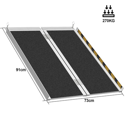 Herrselsam 91x73cm wheelchair ramp load capacity up to 270KG wheelchair ramp with non-slip surface portable wheelchair ramp wheelchair folding ramp for home steps stairs door opening