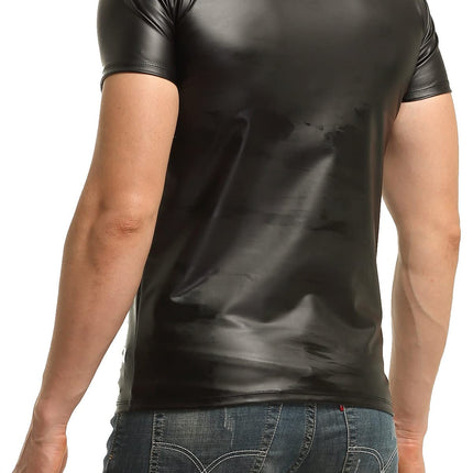 Latex-like men's shirt with mesh insert (S)