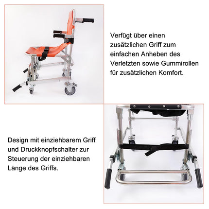 Ywanwj EMS Stair Chair Aluminum Alloy Lightweight Stair Chair Lifts Folding Rescue Firefighter Evacuation Chair for Ambulance with Quick Release
