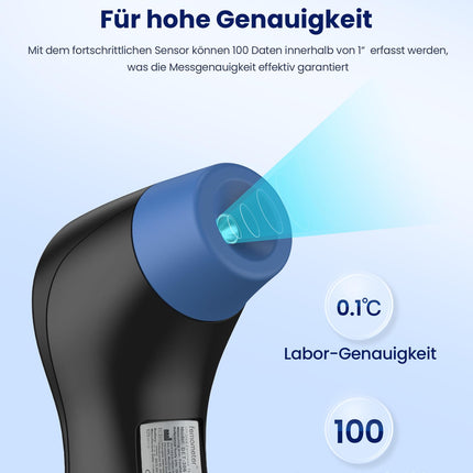 Fever thermometer for babies, children and adults, contactless forehead thermometer infrared thermometer with instant accurate reading, fever alarm, black