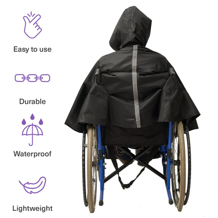 Bramble - Universal Wheelchair Poncho for Rain &amp; Wind Protection - Rain Cape for Wheelchair Users - Robust &amp; Waterproof